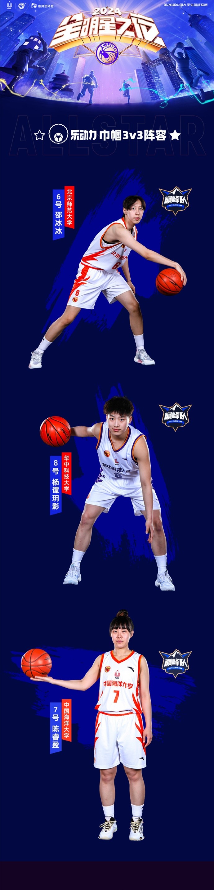 CUBAL全明星之夜女子3V3名单出炉 巅峰队对阵精英队